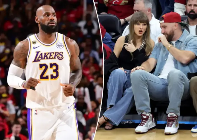 LeBron James salutes Taylor Swift and Travis Kelce as couple support Cavaliers in Game 3 loss to Knicks