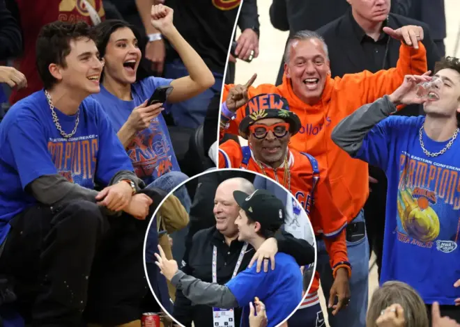 Timothée Chalamet’s epic Knicks celebration includes includes Leon Rose embrace: ‘Motherf–king Finals’