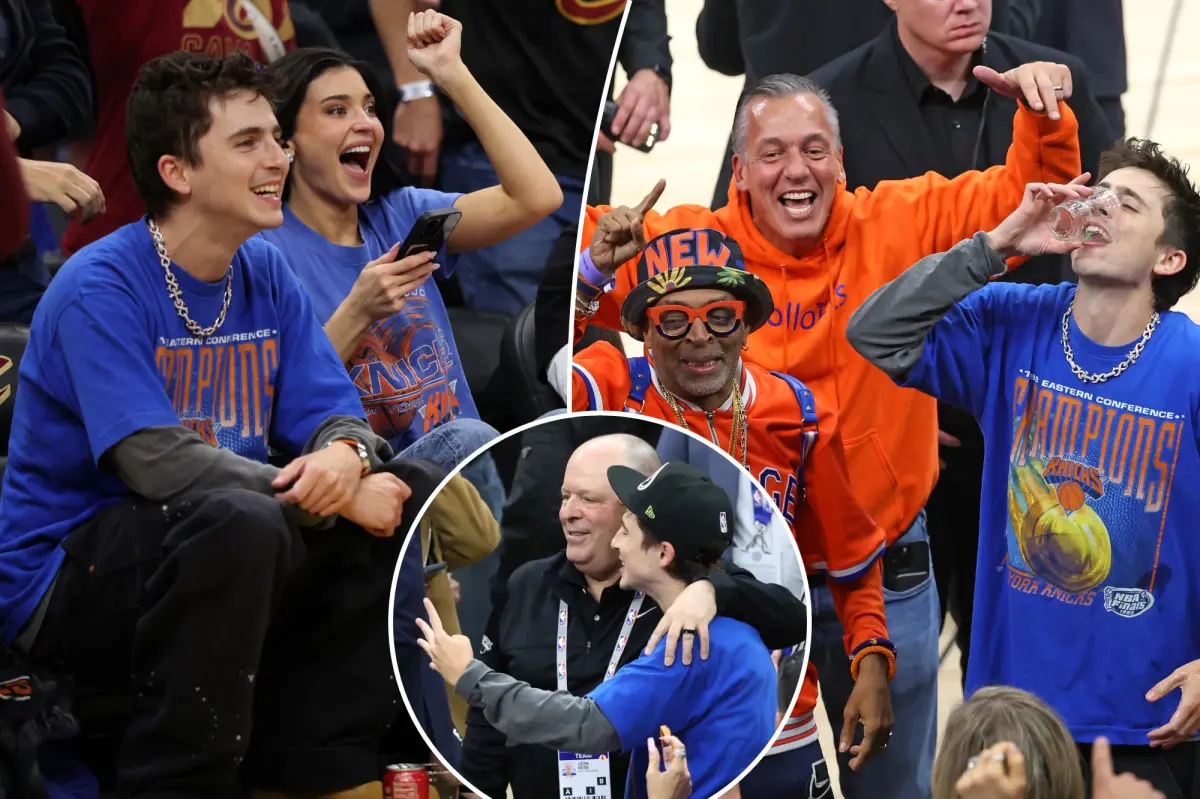 Timothée Chalamet’s epic Knicks celebration includes includes Leon Rose embrace: ‘Motherf–king Finals’
