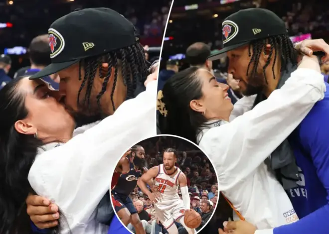 Jalen Brunson, wife Ali share a kiss after winning Eastern Conference finals MVP