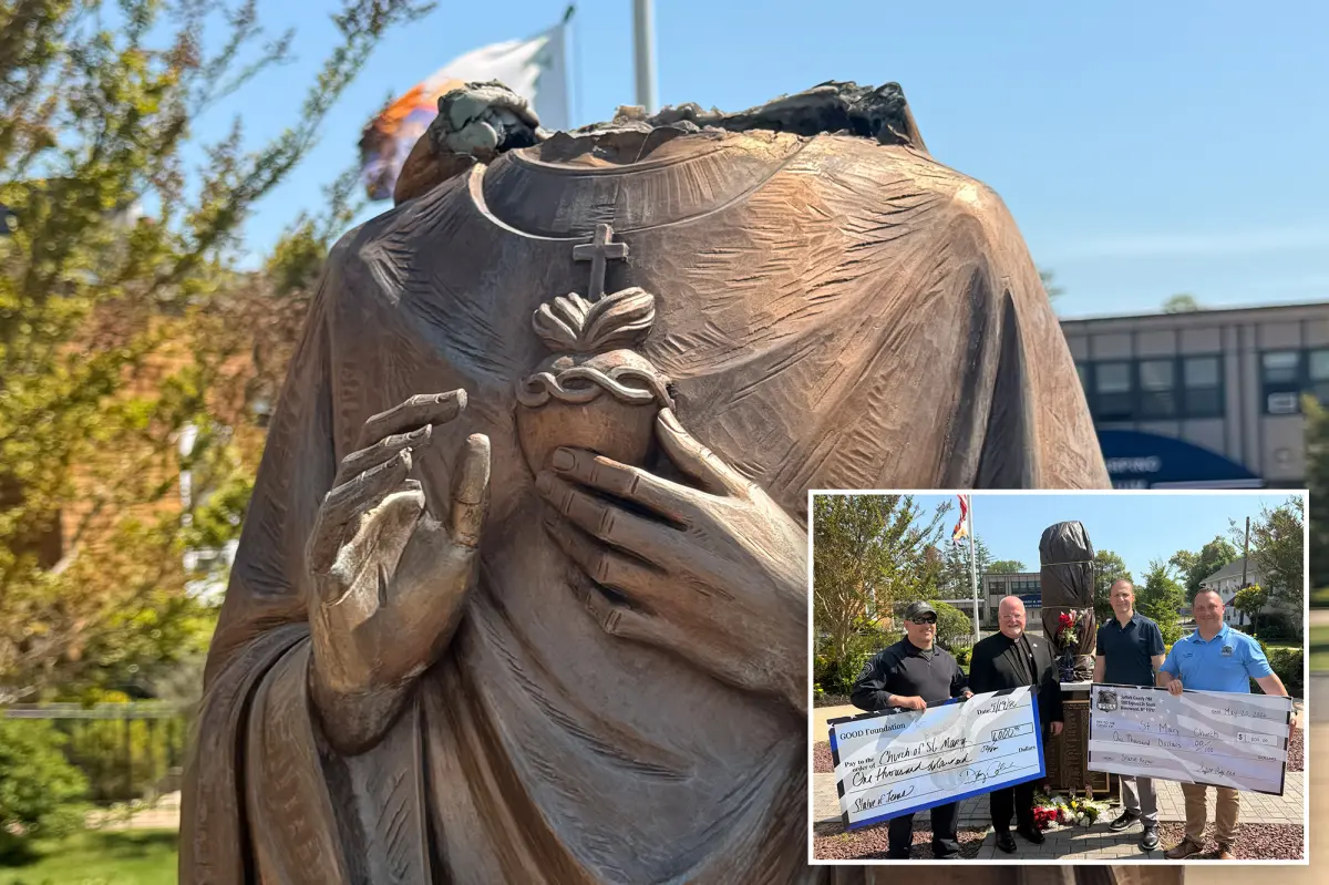 Vandal beheads Jesus Christ statue at Long Island church but cops step in to restore it