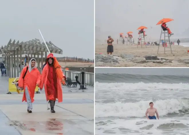Wet Memorial Day scares off NYC beach crowds — but diehard locals stick it out