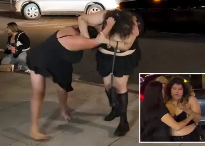 Wild street fight between two women leaves one bruised and bloodied