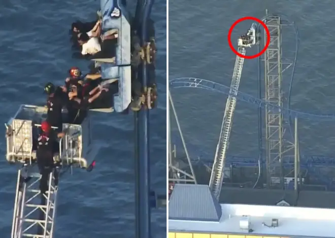 Students rescued from Texas roller coaster after hours dangling from 100-foot drop