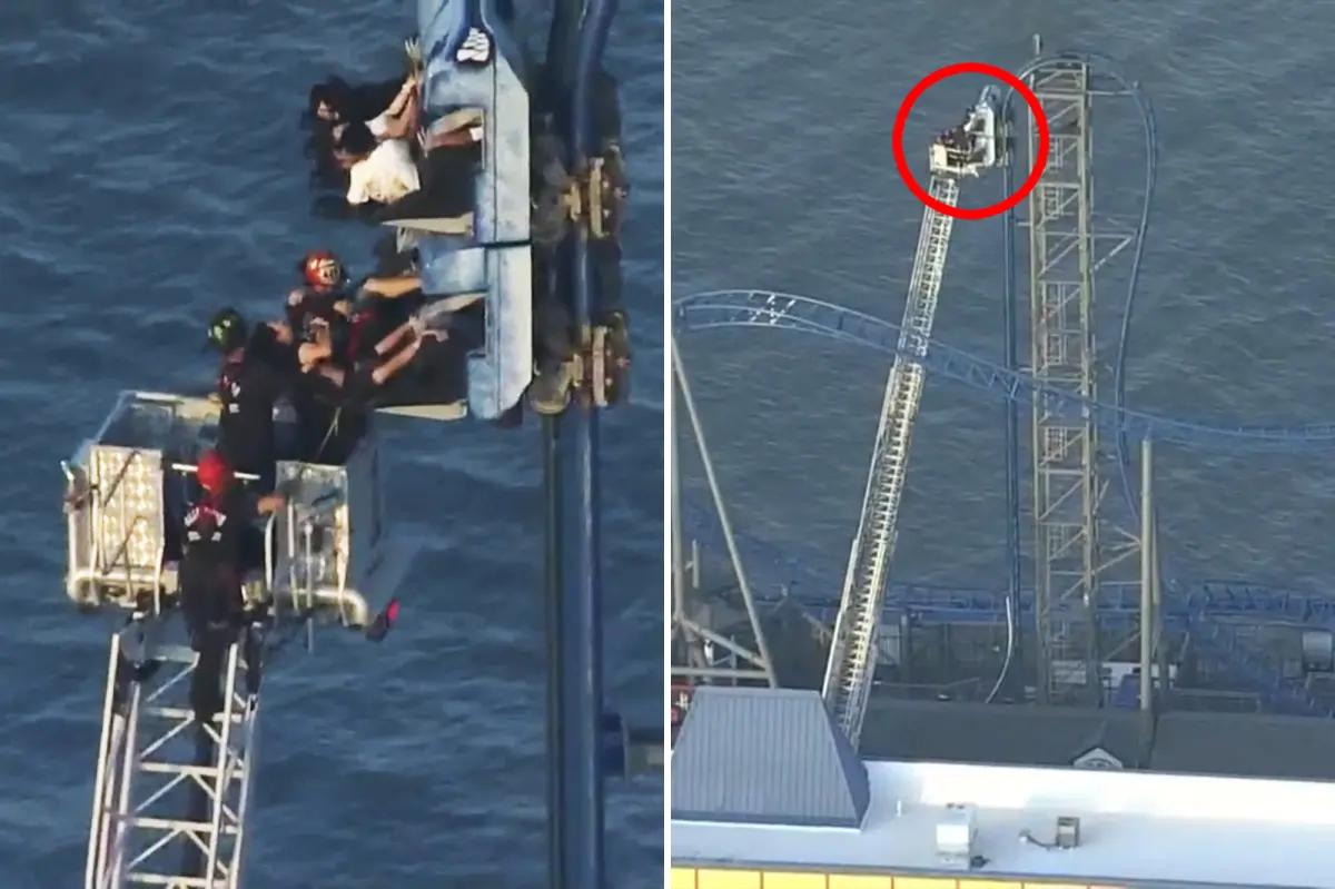 Students rescued from Texas roller coaster after hours dangling from 100-foot drop