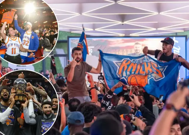 Thousands of Knicks fans swarm NYC streets to party with team headed to NBA Finals