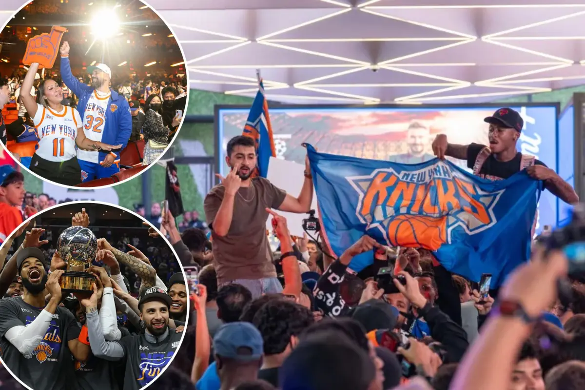 Thousands of Knicks fans swarm NYC streets to party with team headed to NBA Finals