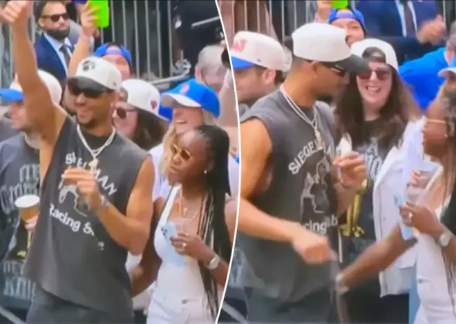 Josh Hart’s wife touches his behind in viral Knicks parade moment
