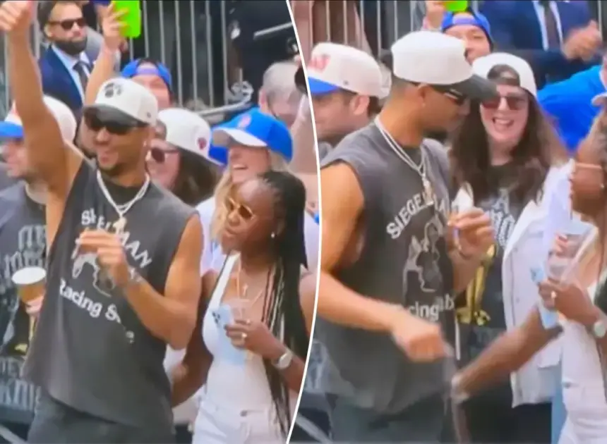Josh Hart’s wife touches his behind in viral Knicks parade moment