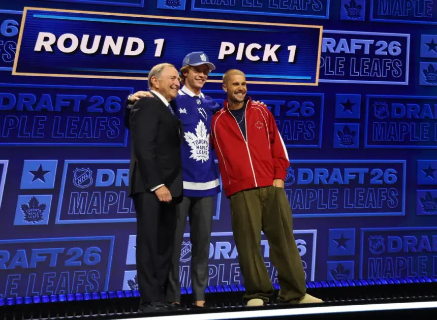 Justin Bieber announces Maple Leafs’ Gavin McKenna draft pick — not everyone was happy about it