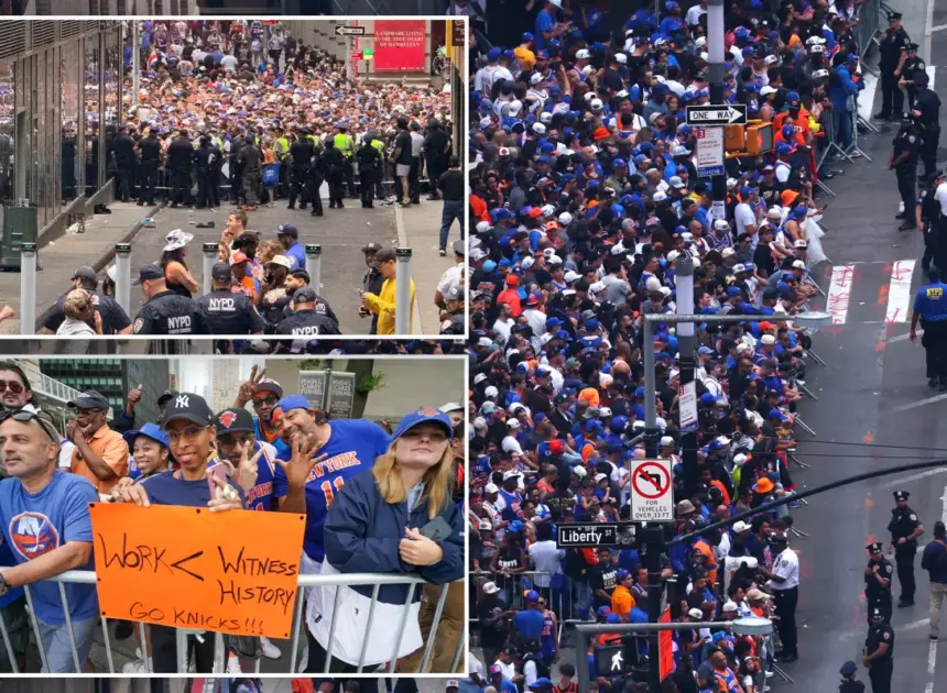 All the viewing areas for Knicks ticker-tape parade are already full — hours before epic celebration begins: NYPD
