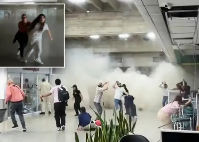 Historic Venezuela earthquake has frightened travelers fleeing as airport ceiling partially collapses, harrowing video shows