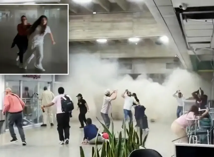 Historic Venezuela earthquake has frightened travelers fleeing as airport ceiling partially collapses, harrowing video shows