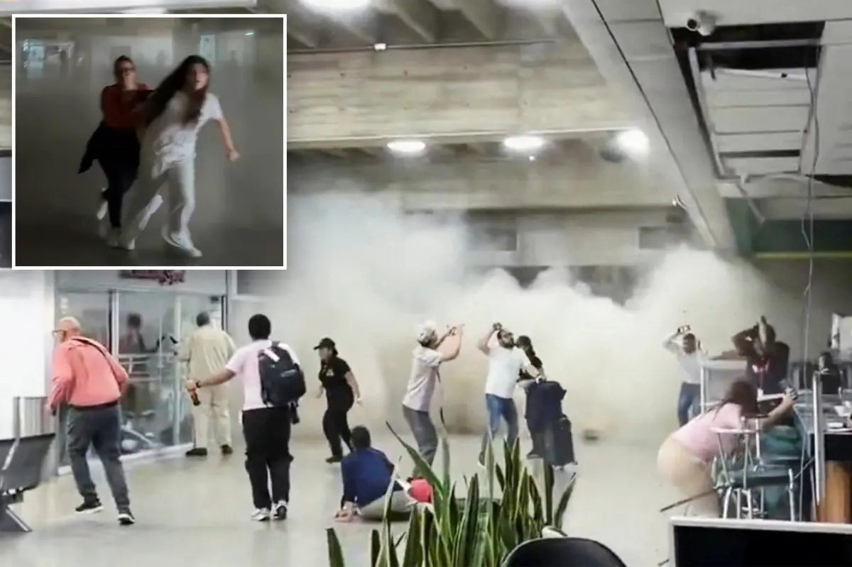 Historic Venezuela earthquake has frightened travelers fleeing as airport ceiling partially collapses, harrowing video shows