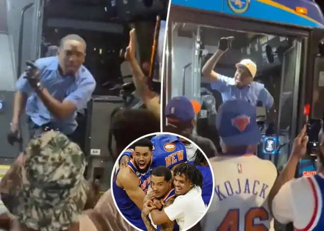 Dancing MTA bus driver joins rowdy celebrations after Knicks’ Finals win in iconic NYC scene
