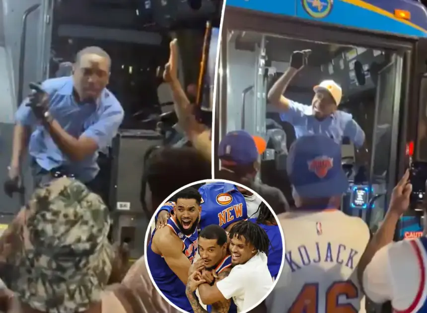Dancing MTA bus driver joins rowdy celebrations after Knicks’ Finals win in iconic NYC scene