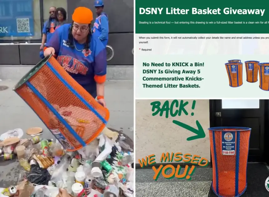 DSNY takes shot at JPMorgan litterbug with ‘No Need to Knick’ a trash bin giveaway
