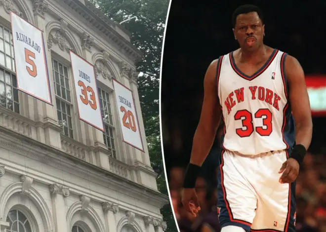 Outrage erupts as Patrick Ewing’s retired No. 33 jersey displayed for little-used Knick at City Hall