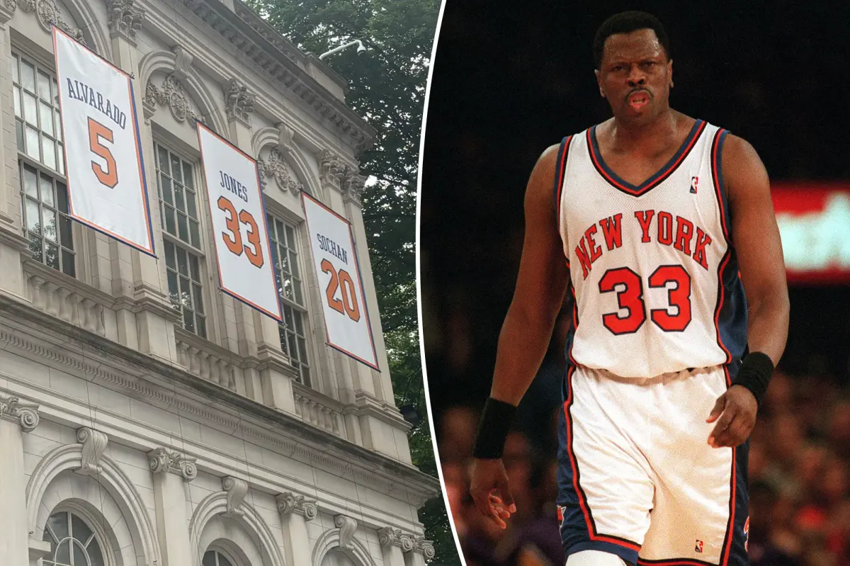 Outrage erupts as Patrick Ewing’s retired No. 33 jersey displayed for little-used Knick at City Hall