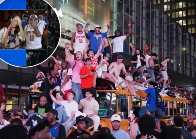 CBS reporter loses it after Knicks fan fires off F-bomb during live report as NYC goes nuts