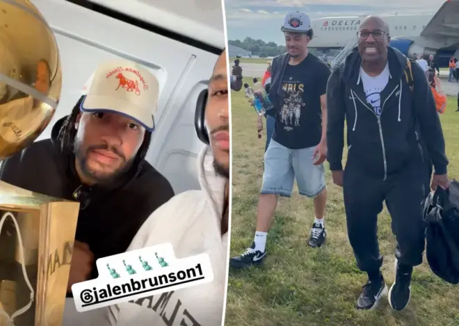 Air traffic controllers fanboy over Knicks’ Finals win as champions enjoy scenic flight home: ‘Plane’s rocking’