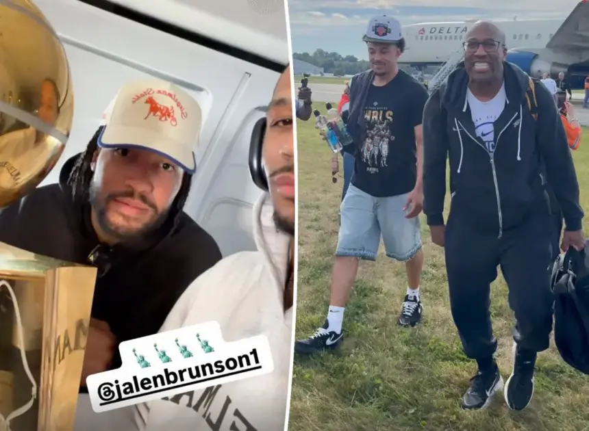 Air traffic controllers fanboy over Knicks’ Finals win as champions enjoy scenic flight home: ‘Plane’s rocking’