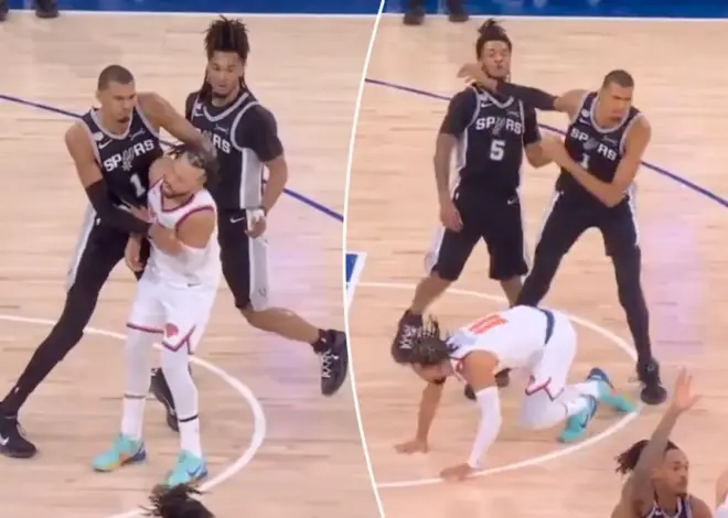 Victor Wembanyama shoves Jalen Brunson’s face — then laughs at him — in heated NBA Finals moment