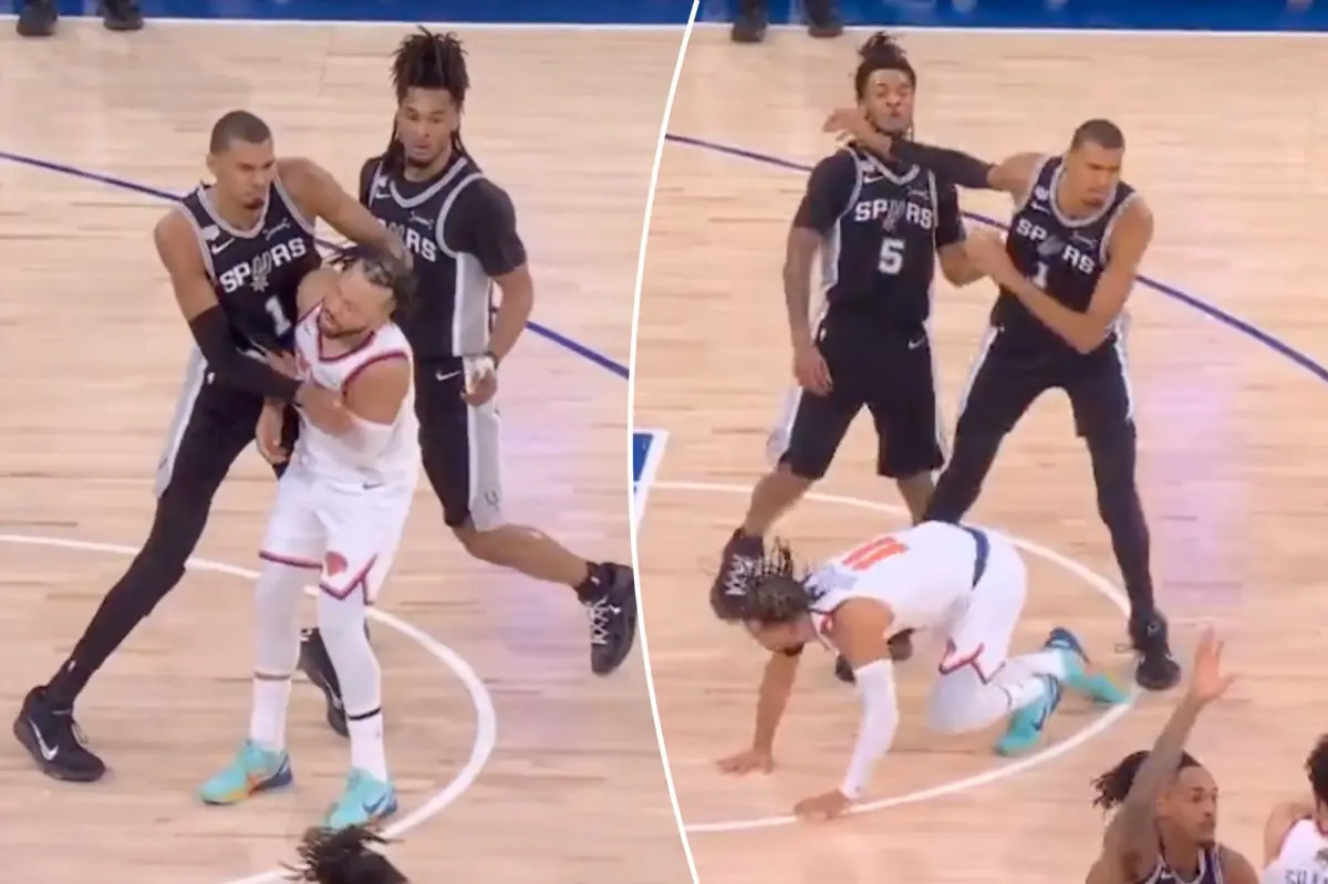Victor Wembanyama shoves Jalen Brunson’s face — then laughs at him — in heated NBA Finals moment