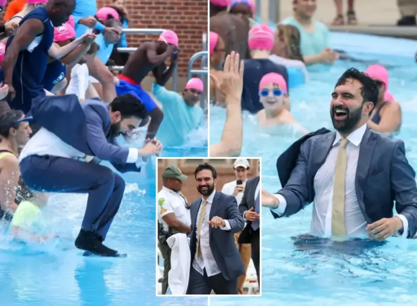 Zohran Mamdani jumps into NYC pool to kick off summer tradition — while violating dress code rules