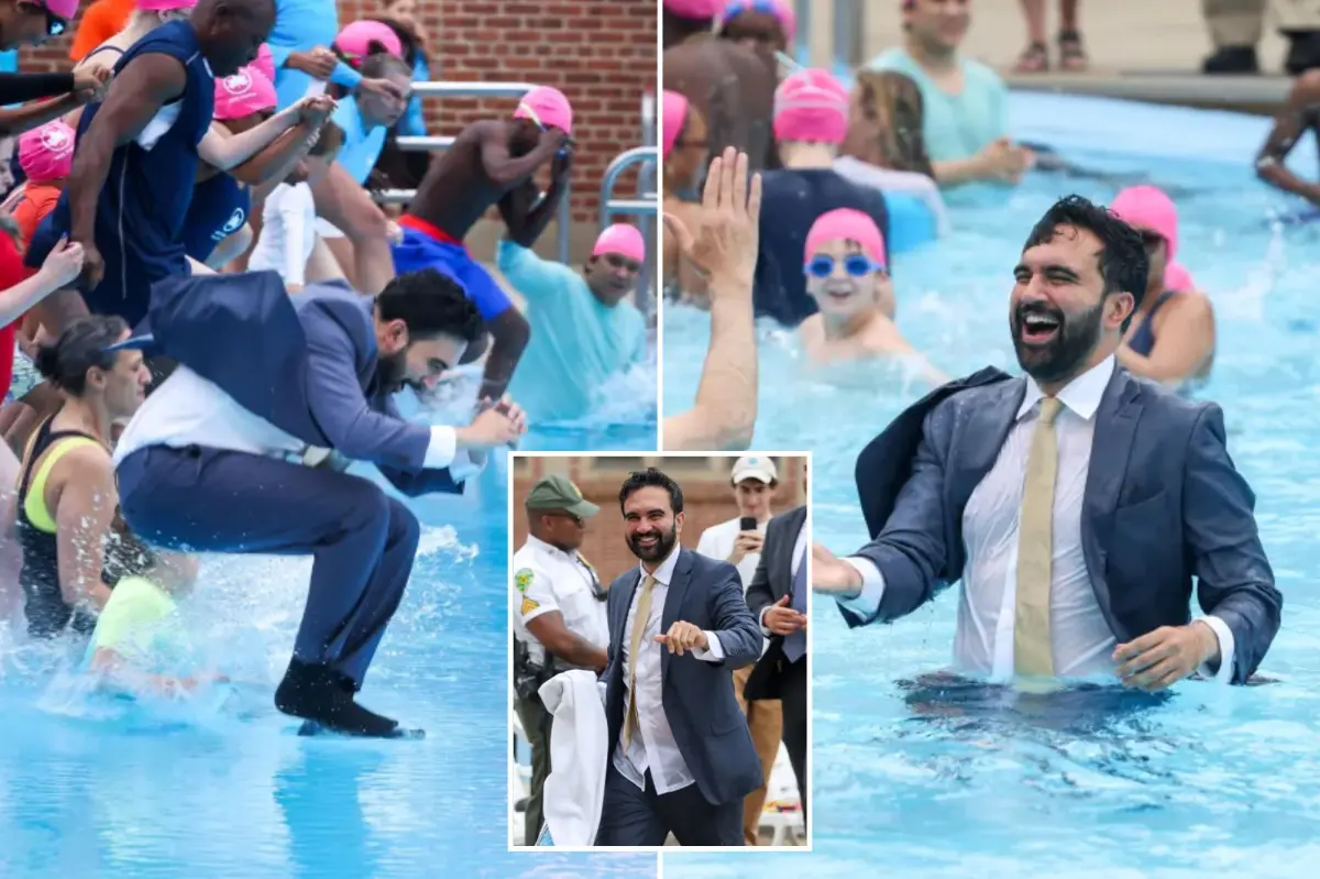 Zohran Mamdani jumps into NYC pool to kick off summer tradition — while violating dress code rules