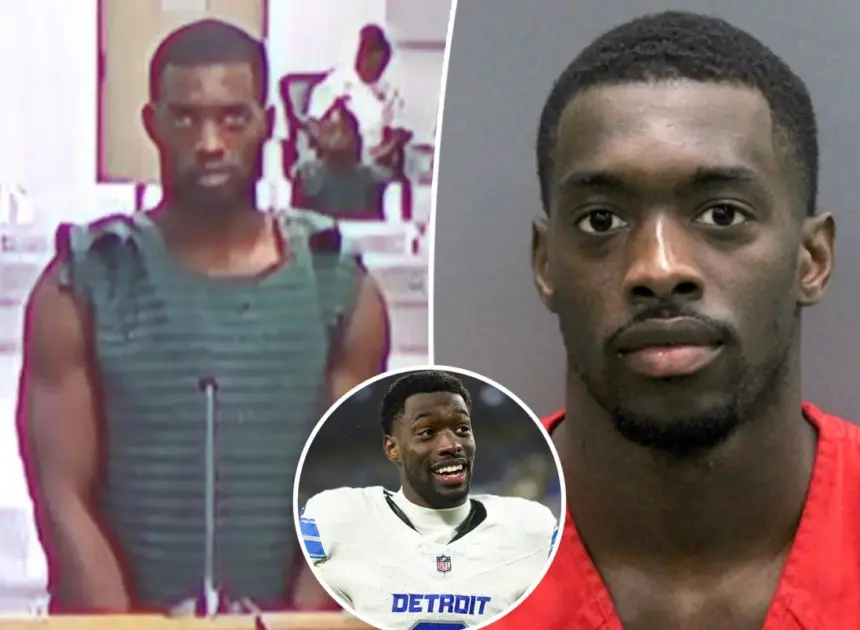 NFL player Terrion Arnold looks stone-faced from jail during 1st court appearance after kidnapping arrest