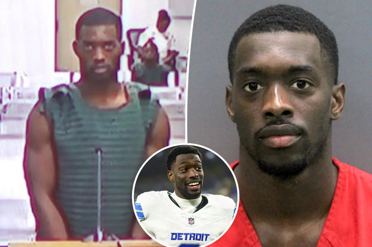 NFL player Terrion Arnold looks stone-faced from jail during 1st court appearance after kidnapping arrest