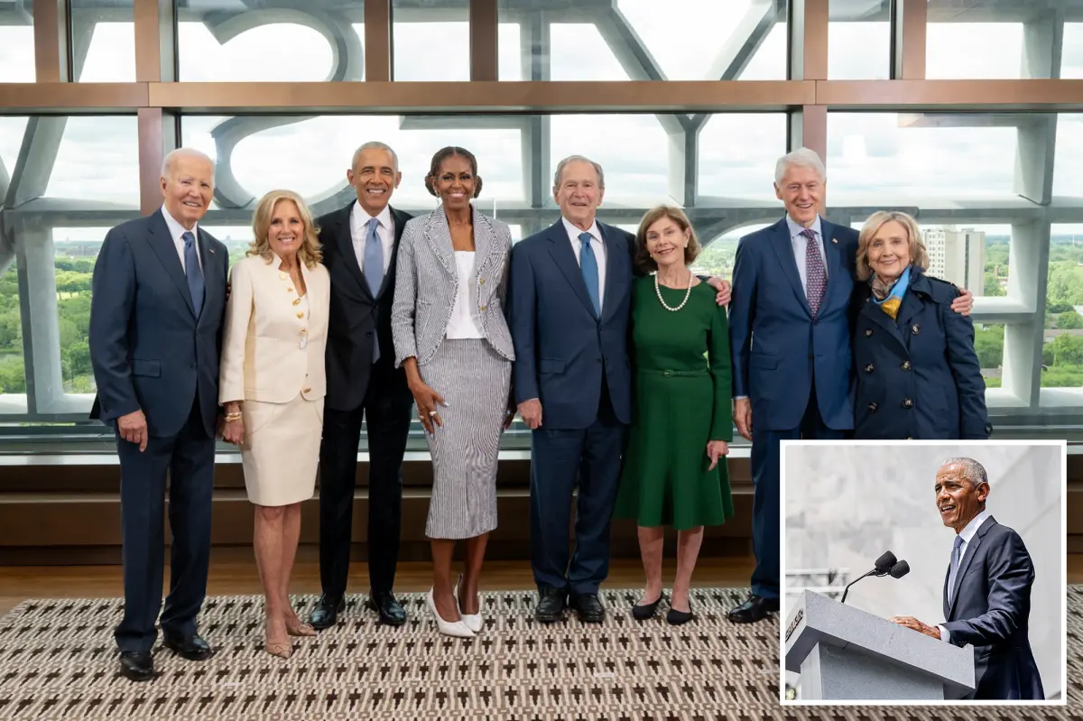 Obama gives glowing tribute to Clintons, Bushes — but only passing thanks to Joe and Jill Biden