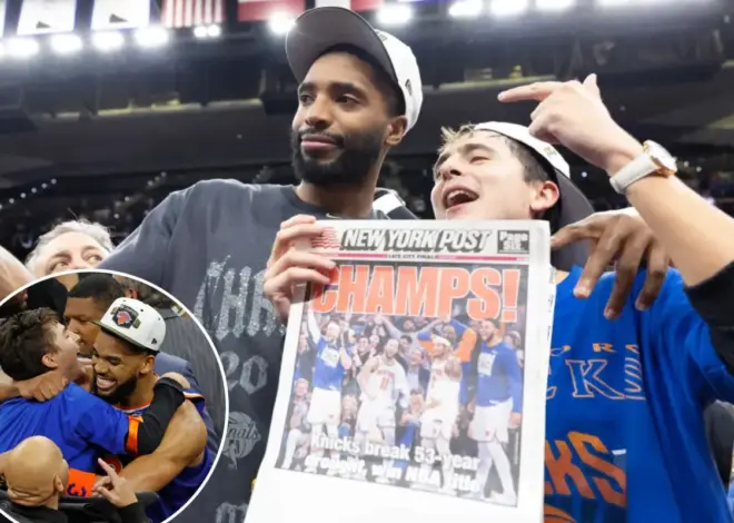 Timothee Chalamet holds up The Post, throws Oscars shade as he wildly celebrates Knicks championship