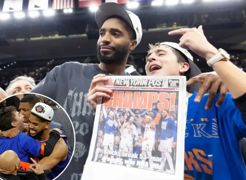 Timothee Chalamet holds up The Post, throws Oscars shade as he wildly celebrates Knicks championship