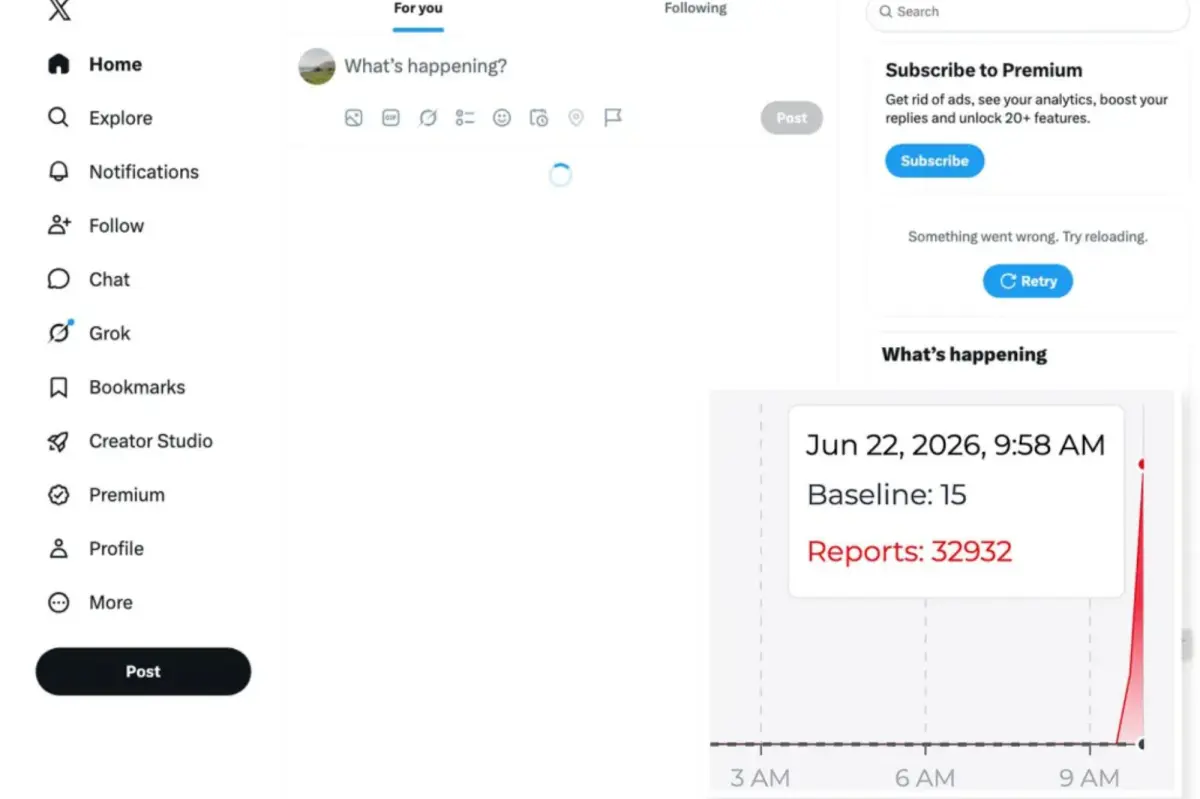 X is down for thousands of users who complain of broken timelines, error messages on platform