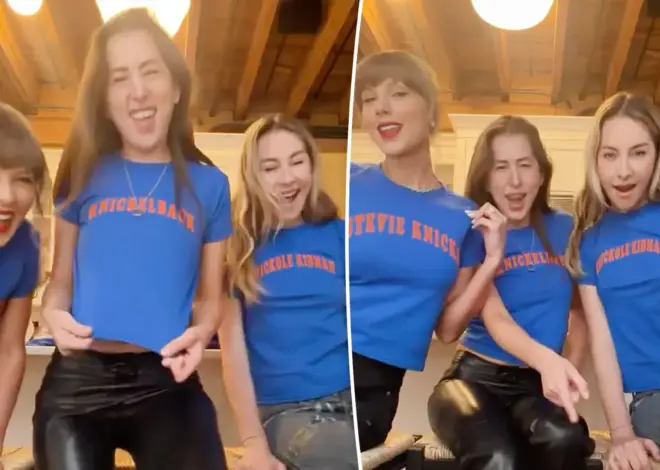Taylor Swift and the Haim sisters ‘just wanna have pun’ showing off custom Knicks shirts