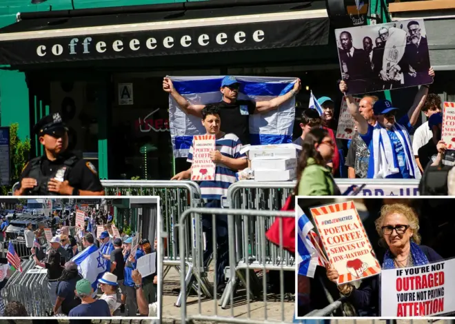 Protesters clash outside anti-Israel Brooklyn coffee shop as NYPD separates opposing sides