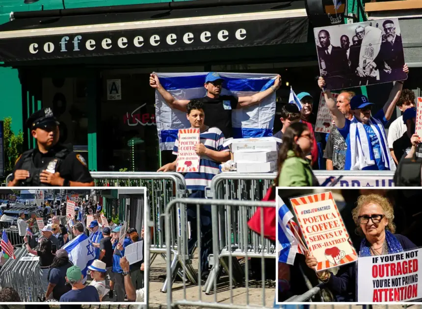 Protesters clash outside anti-Israel Brooklyn coffee shop as NYPD separates opposing sides