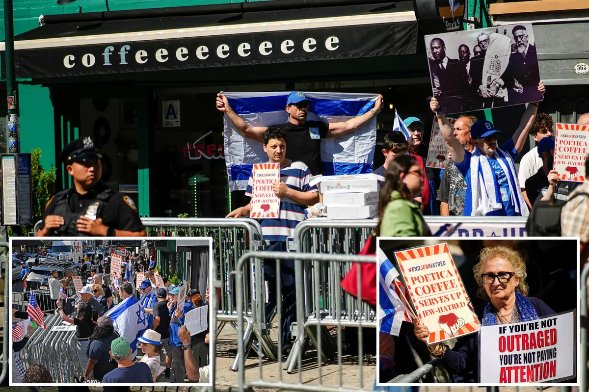 Protesters clash outside anti-Israel Brooklyn coffee shop as NYPD separates opposing sides