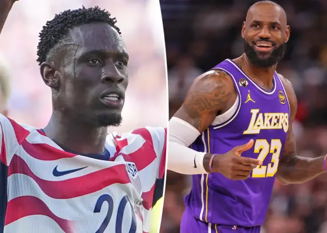 LeBron James reacts to Folarin Balogun’s celebration in World Cup knockout game