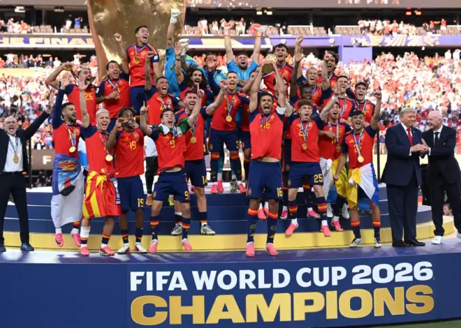 Trump and FIFA prez come on the field to hand off World Cup trophy to Spain