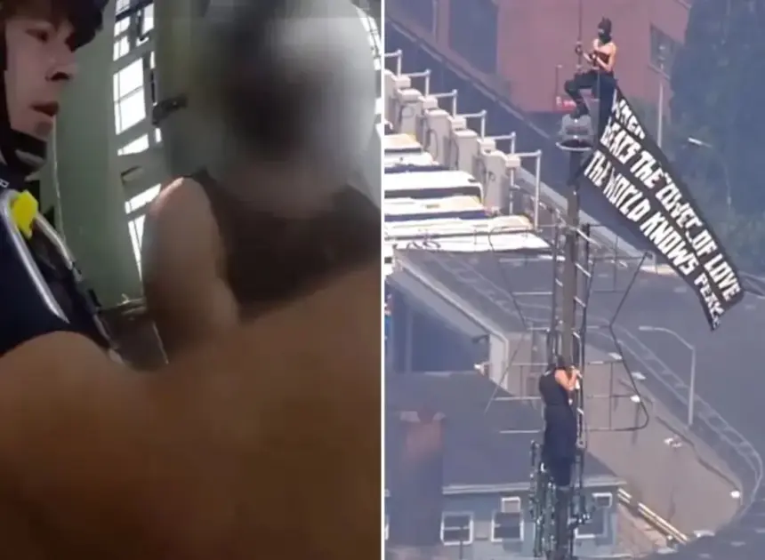 Shocking NYPD bodycam footage shows moment Empire State Building daredevil lovebirds get busted after climbing landmark