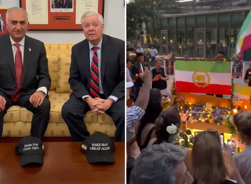 Iranians in London hold candlelight vigil for Lindsey Graham outside US Embassy