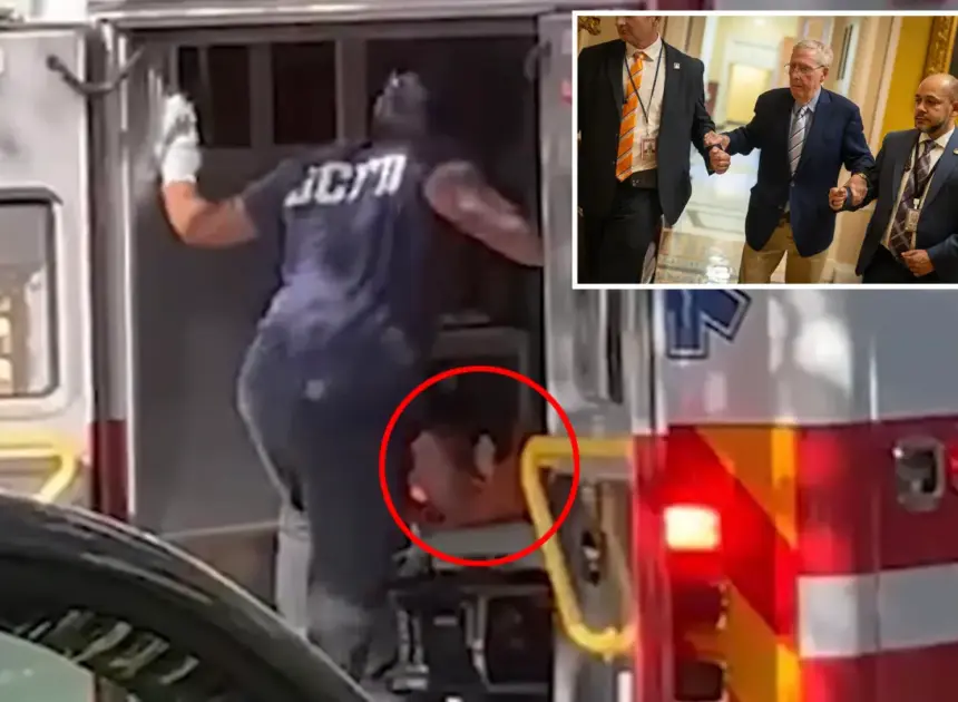 Mitch McConnell seen being loaded into ambulance after suffering apparent cardiac arrest, new video shows