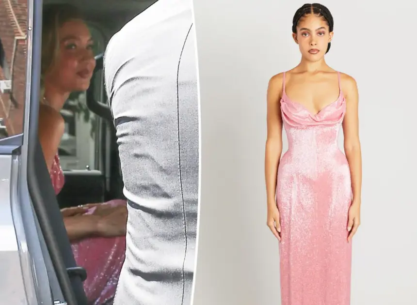 Gigi Hadid shimmers in pink beaded gown for Taylor Swift and Travis Kelce’s wedding