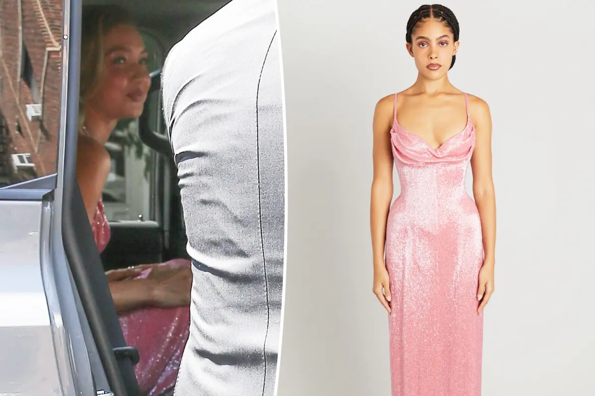 Gigi Hadid shimmers in pink beaded gown for Taylor Swift and Travis Kelce’s wedding