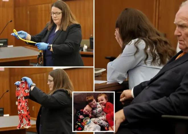 Lindsay Clancy sobs at trial as her kids’ PJs, exercise bands used to strangle them are shown to jury