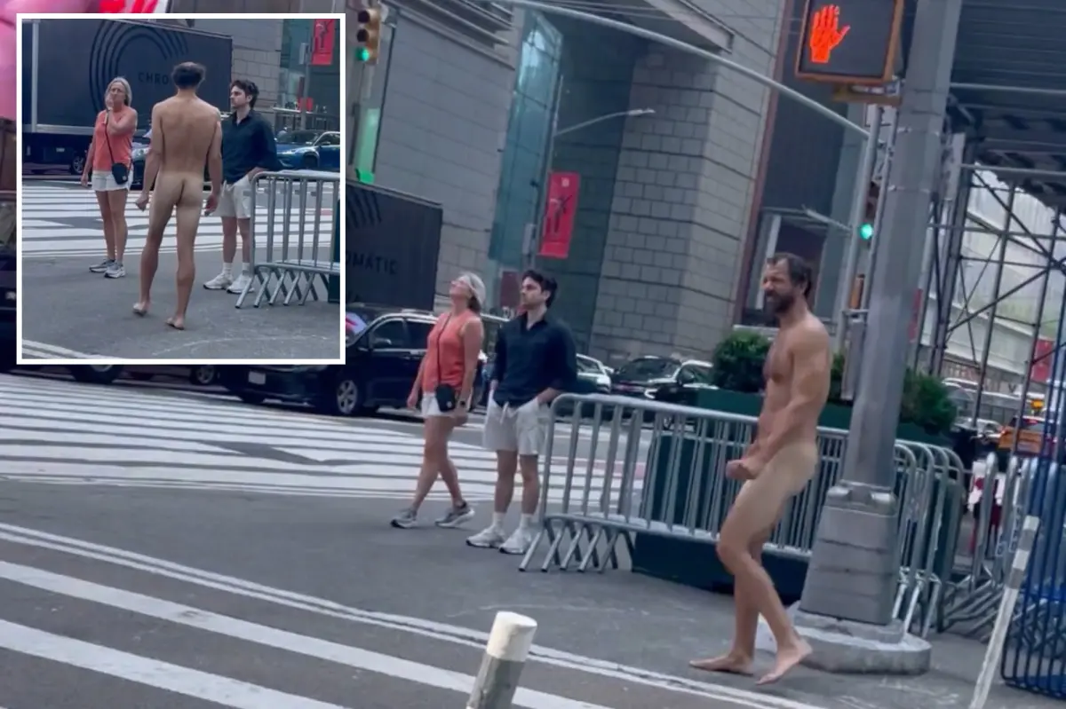 Exclusive | Buck-naked bum who’s not the Naked Cowboy strolls through Times Square, drawing gasps: video