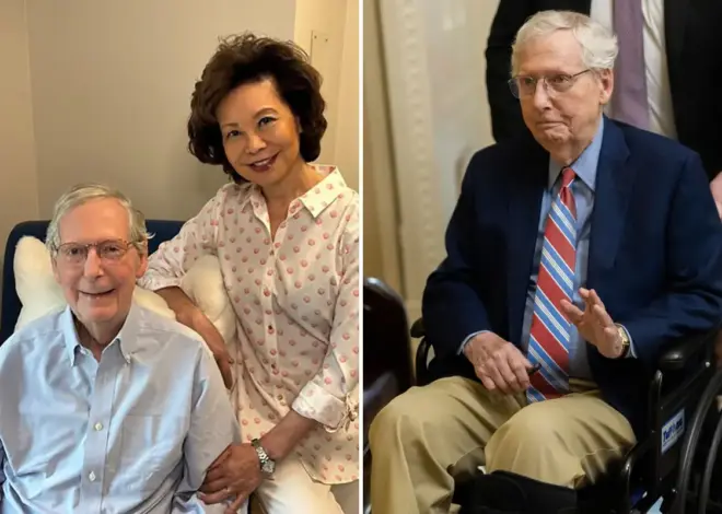 Mitch McConnell grins beside wife Elaine Chao in new photo as he recovers from a fall